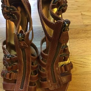 Cynthia Vincent Brown Leather Wedges Size 9.5